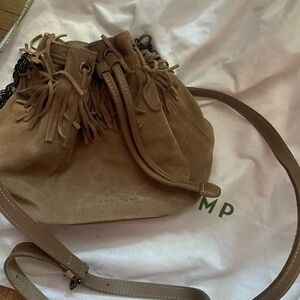 Longchamp Tan authentic real Swede & fringe Shoulder Bag.